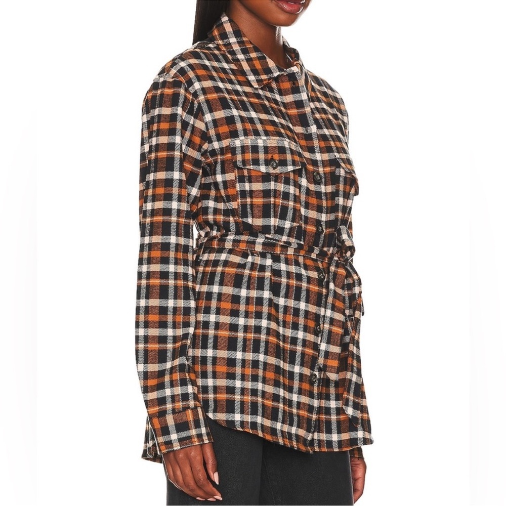 Sanctuary Women’s Roadtrip Belted Shirt in Cottage Check size Large NWT